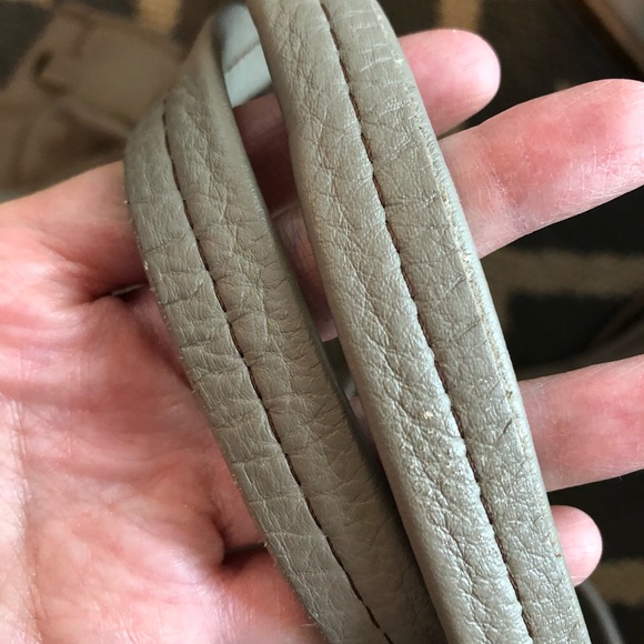 100% grey leather drawstring tote - Picture 6 of 11